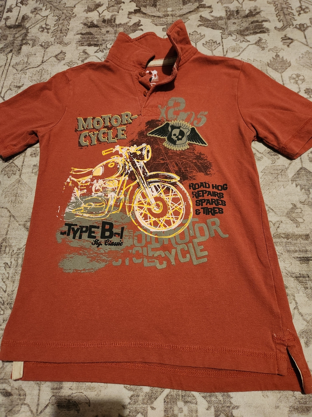 Route 66 Rust Orange Motorcycle Graphic Polo